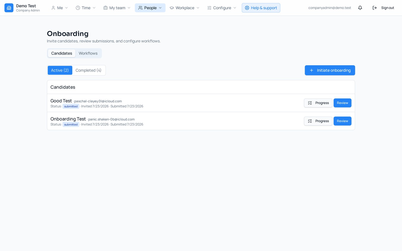 Onboarding in HarmonyWFM